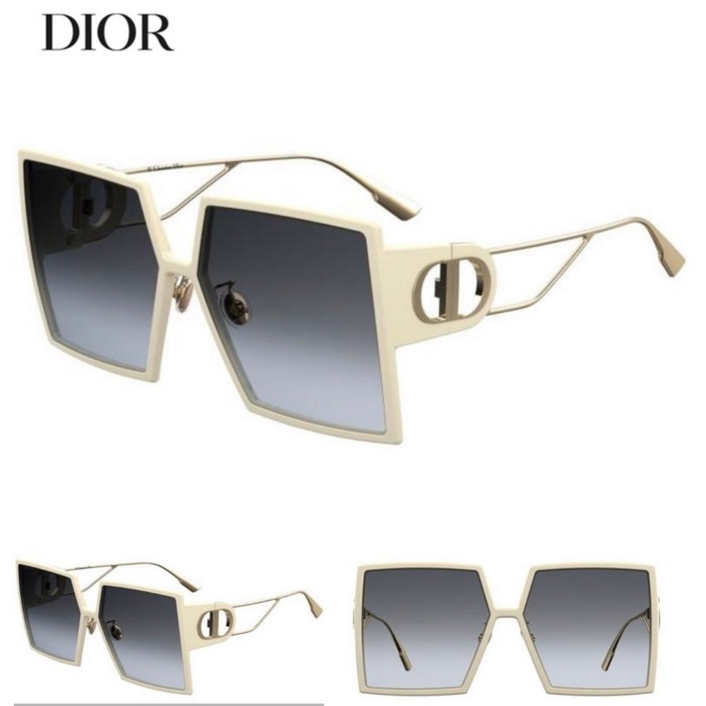 Dior Cream and Black Square Sunglasses